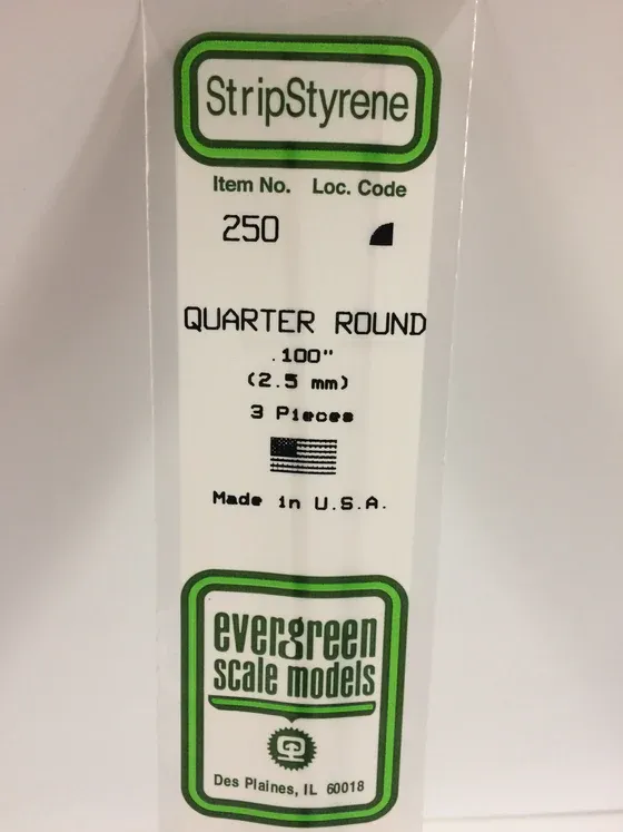 EVERGREEN Strips 250 .100” Quarter Round (3)