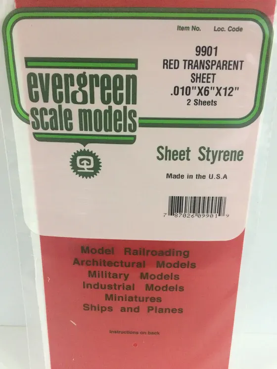 EVERGREEN Clear Sheet .010 thick red (2)