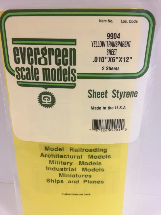 EVERGREEN Clear Sheet .010 thick yellow (2)