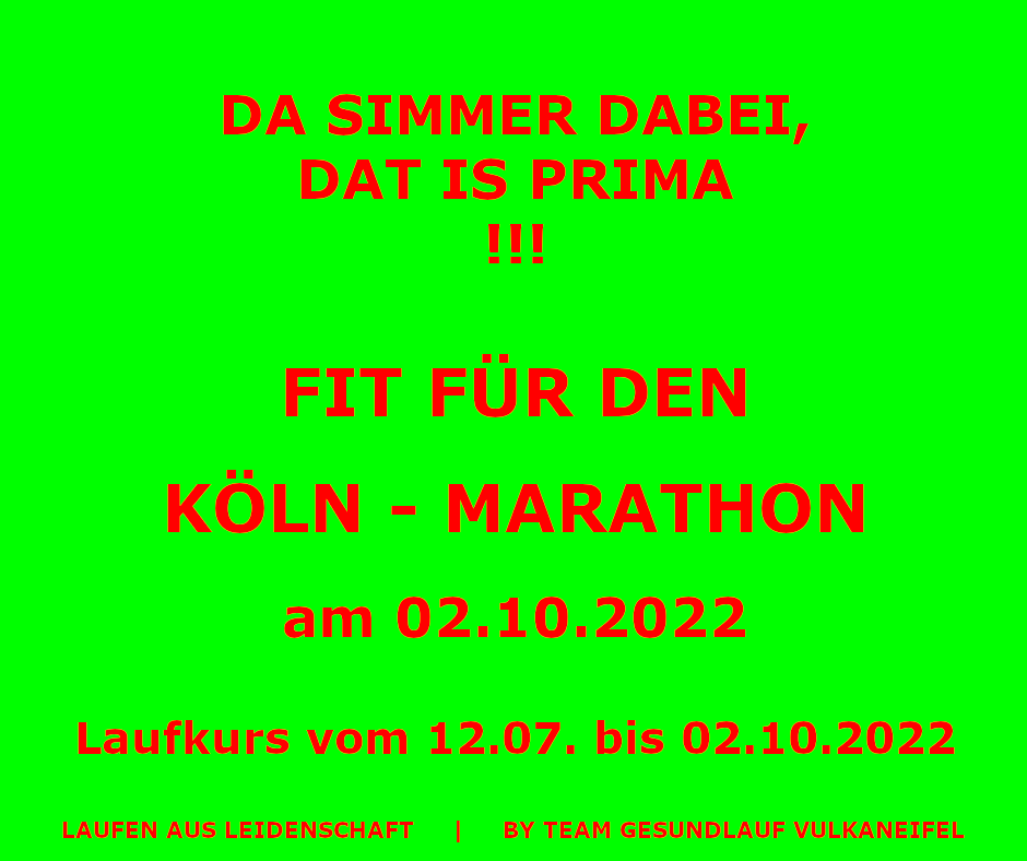 FIT FÜR DEN KÖLN-MARATHON | 12.07. - 02.10.2022