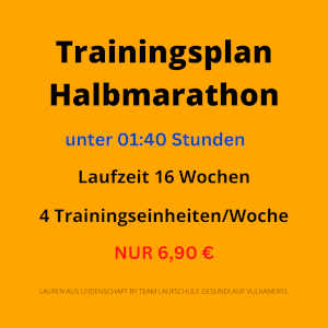Trainingsplan Halbmarathon unter 01:40 Stunden