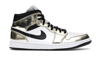 Jordan 1 Mid Metallic Gold Black White