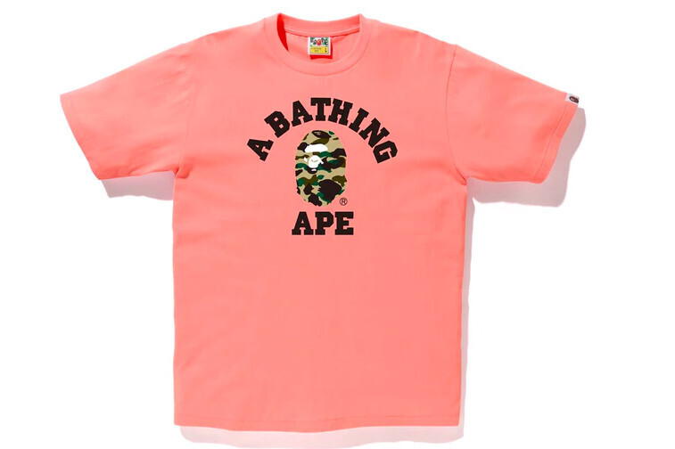 BAPE 1st Camo College Tee Pink/Yellow