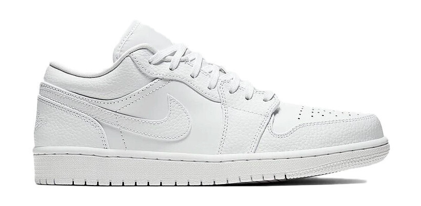 1 Low Triple White Tumbled Leather
