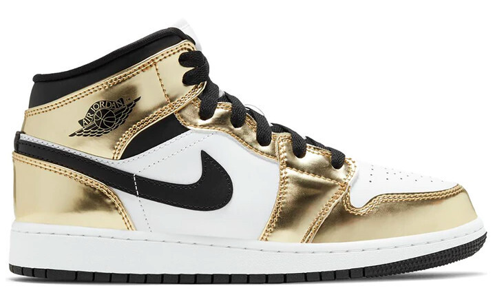 Jordan 1 Mid Metallic Gold Black White (GS)