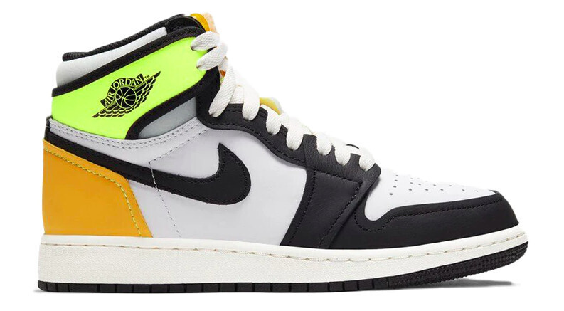 Jordan 1 Retro High White Black Volt University Gold (GS)