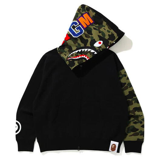 Giant Shark Full Zip Hoodie Black