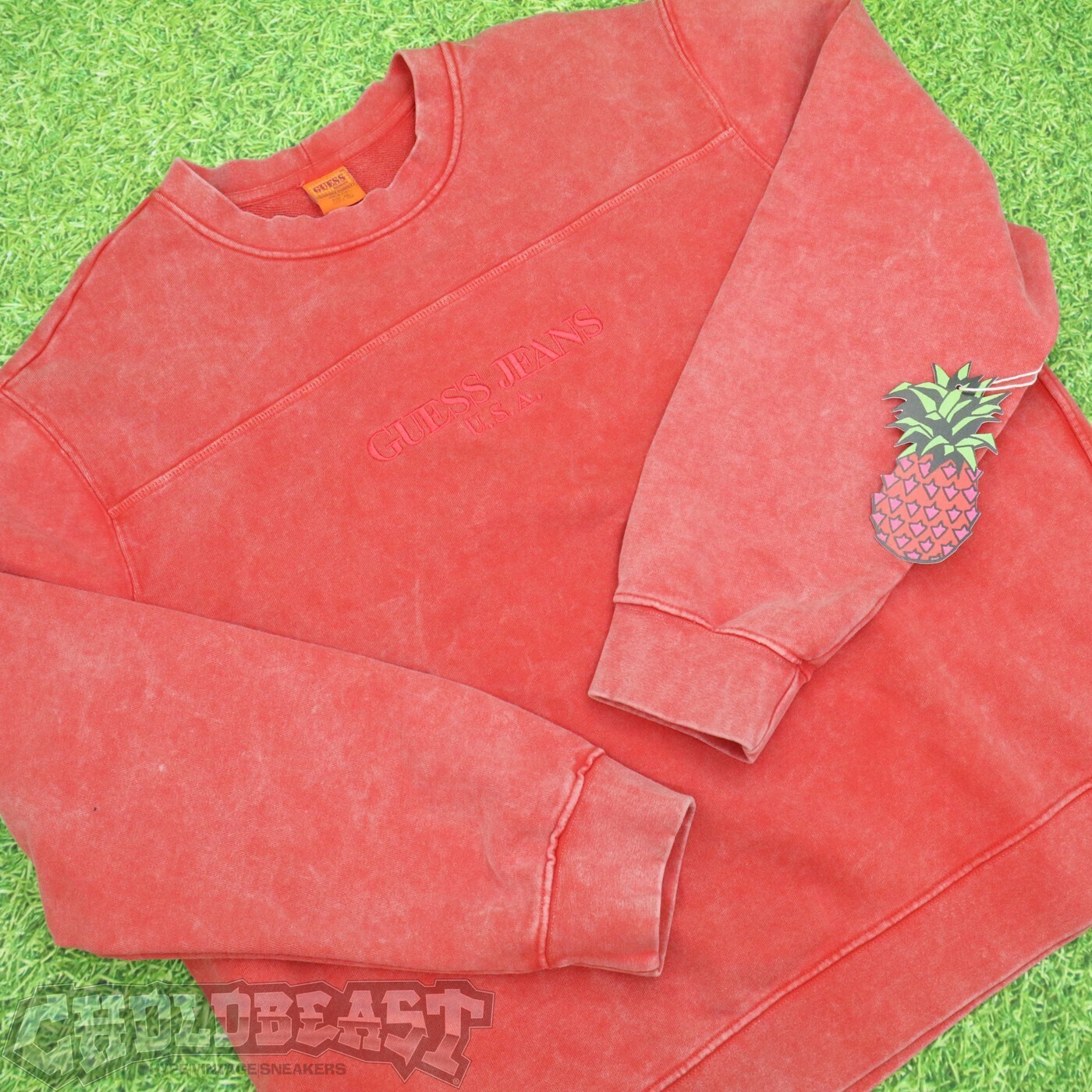 GUESS WASHED SWEATSHIRT RED-LARGE