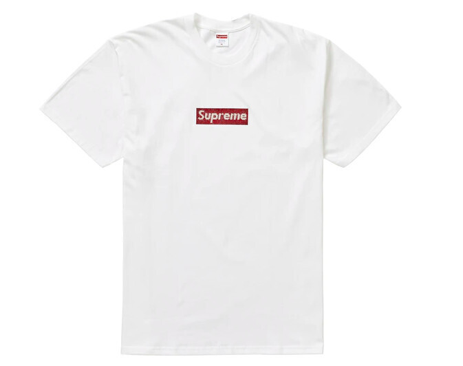 Supreme Swarovski Box Logo Tee White MED
