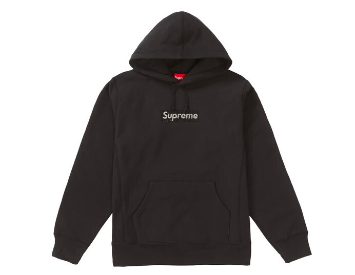 Swarovski Box Logo Hooded Sweatshirt Black SMALL