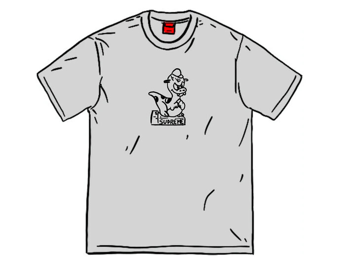 Supreme Dinosaur Tee Heather Grey MED WORN