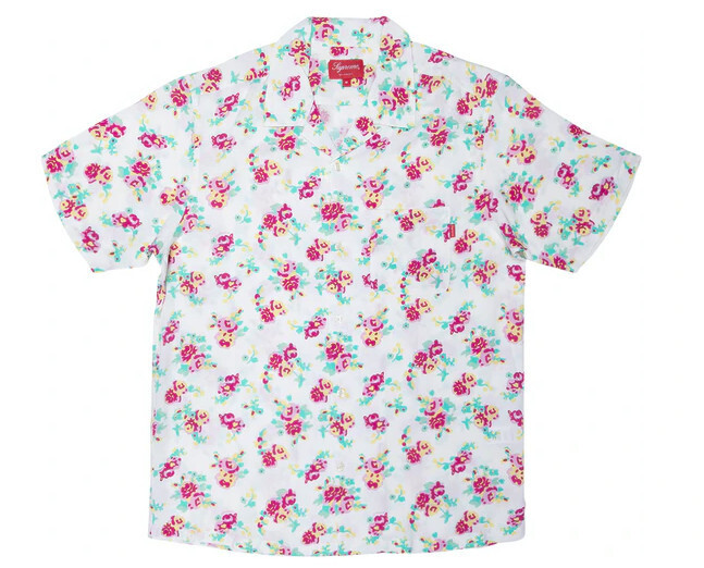 Floral Rayon S/S Shirt White SMALL