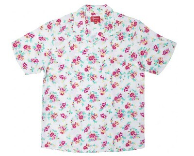Floral Rayon S/S Shirt White SMALL