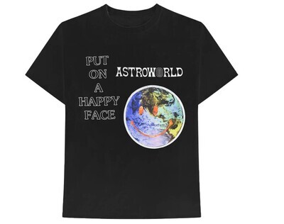 Travis Scott Astroworld Happy Face Tee Black MED
