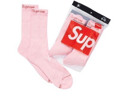 Supreme Hanes Crew Socks (4 Pack) Pink
