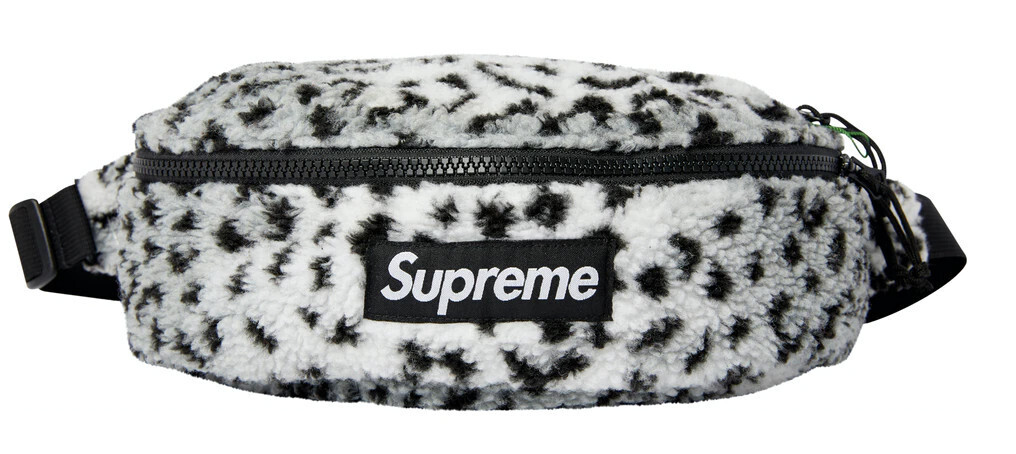 Supreme Leopard Fleece Waist Bag White - Worn