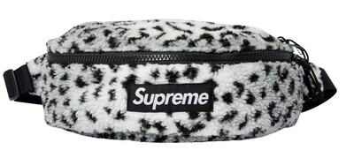 Supreme Leopard Fleece Waist Bag White - Worn