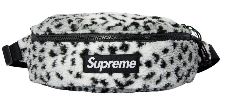 Supreme Leopard Fleece Waist Bag White - Worn