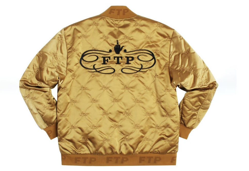FTP Quilted Satin Bomber Jacket Gold - XL