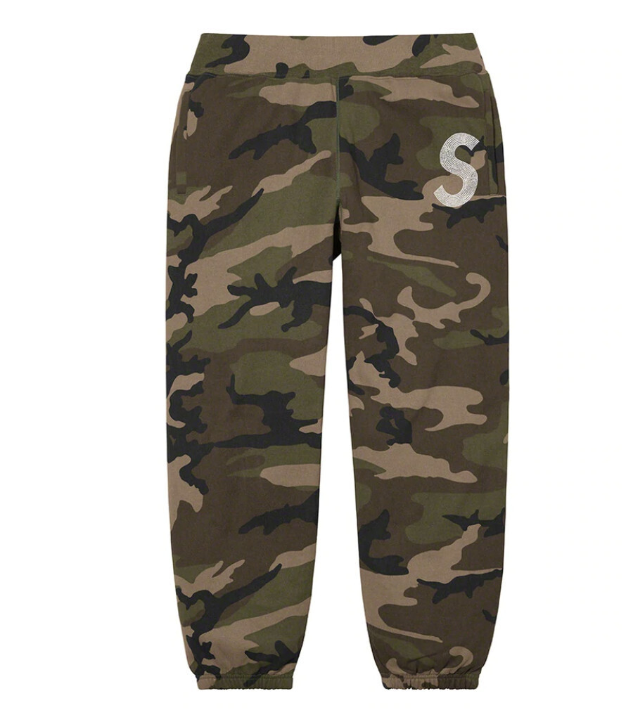Supreme Swarovski S Logo Sweatpant Woodland Camo - Large