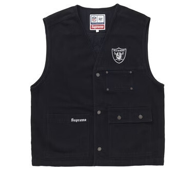 Supreme NFL x Raiders x &#39;47 Denim Vest Black - Medium