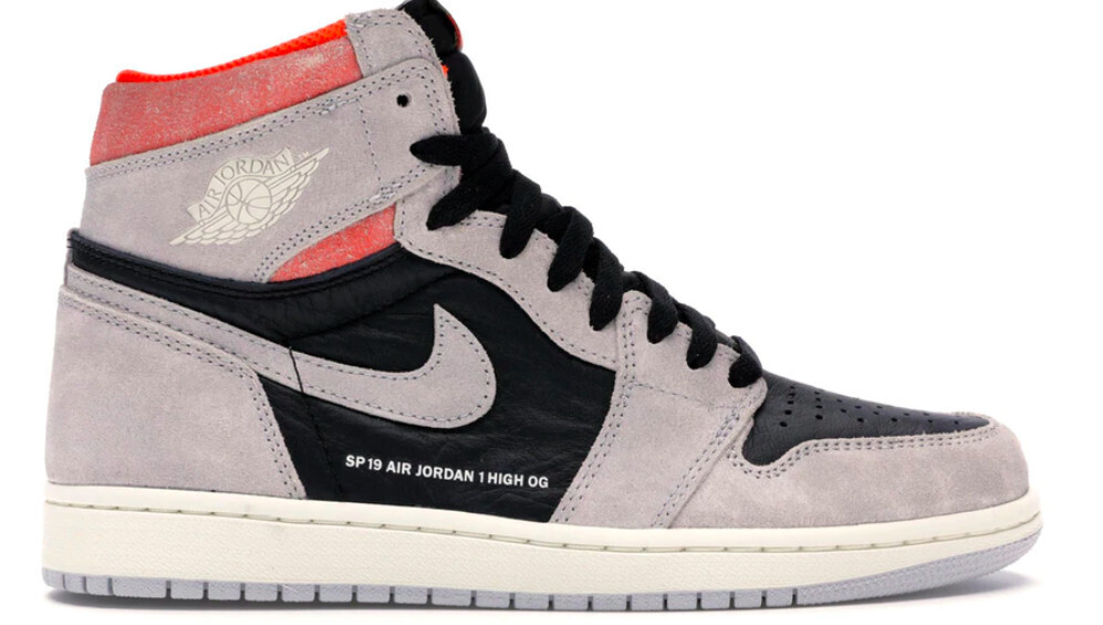 Jordan 1 Retro High Neutral Grey Hyper Crimson, Size: 8