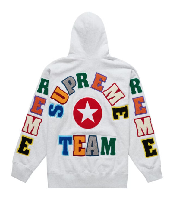 Supreme Team Chenille Hooded Sweatshirt Ash Grey - LG