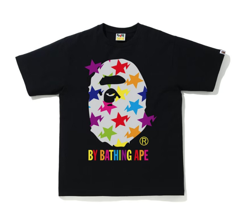 BAPE Sta Pattern By Bathing Ape Tee Black