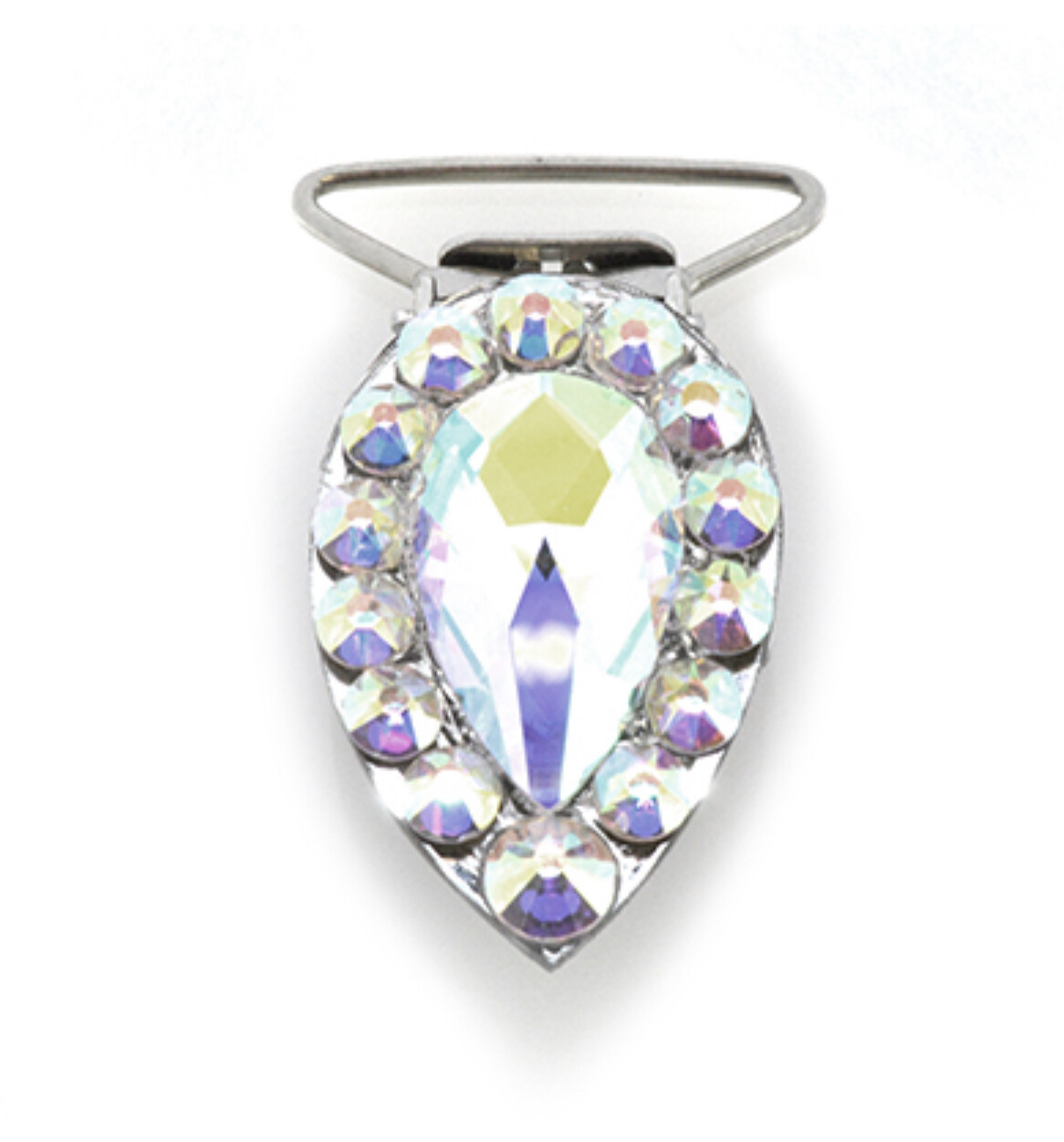 Pear Number Clip - AB Crystals