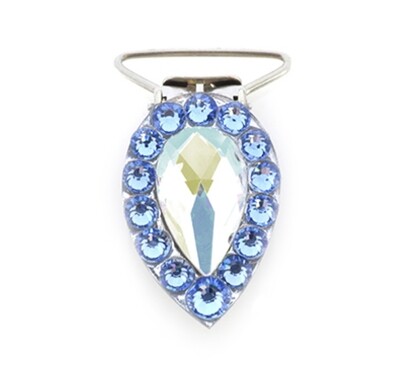 Pear Number Clip - Light Sapphire Crystals
