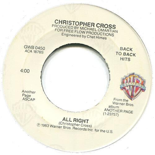 Christopher Cross-  All Right / No Time For Talk 7&quot;