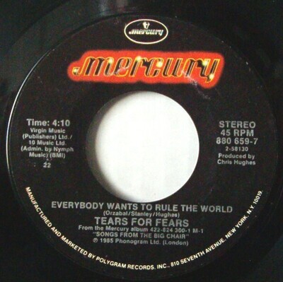 Tears For Fears- Everybody Wants To Rule The World 7"