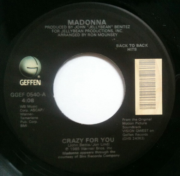 Madonna- Crazy For You / Gambler 7&quot;