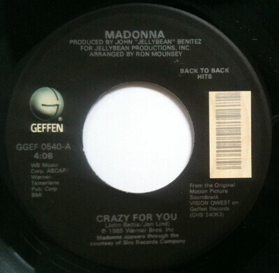 Madonna- Crazy For You / Gambler 7"