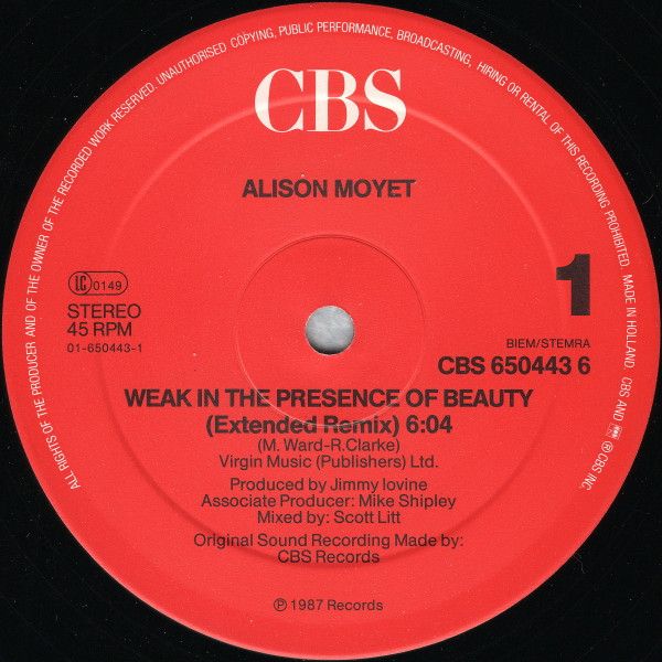 Alison Moyet- Weak In the Presence of Beauty (Extended Remix) 12&quot;