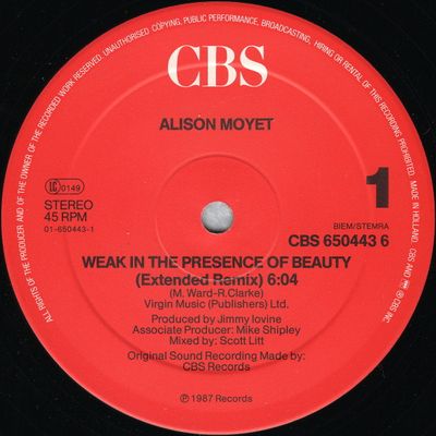 Alison Moyet- Weak In the Presence of Beauty (Extended Remix) 12&quot;