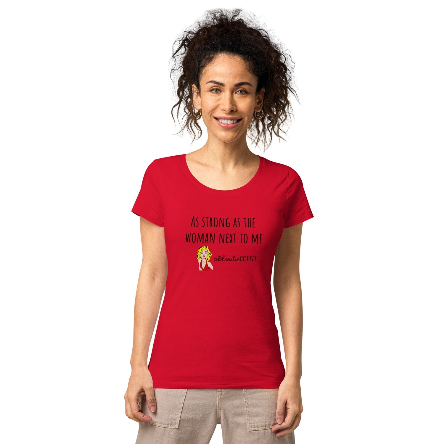 As Stong as Woman organic t-shirt, Color: Red, Size: S