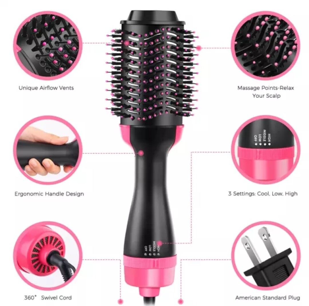 Original Guarantee Hair dryer 4 in 1 negative ion hot air dryer curly hair straight hair style One Step