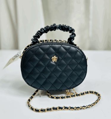 Oval Quilted Crossbody Black