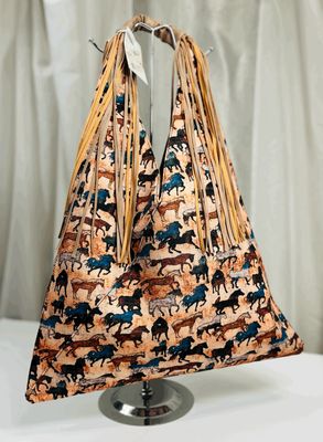 Oversize Fringe Shoulder Bag Horse Print