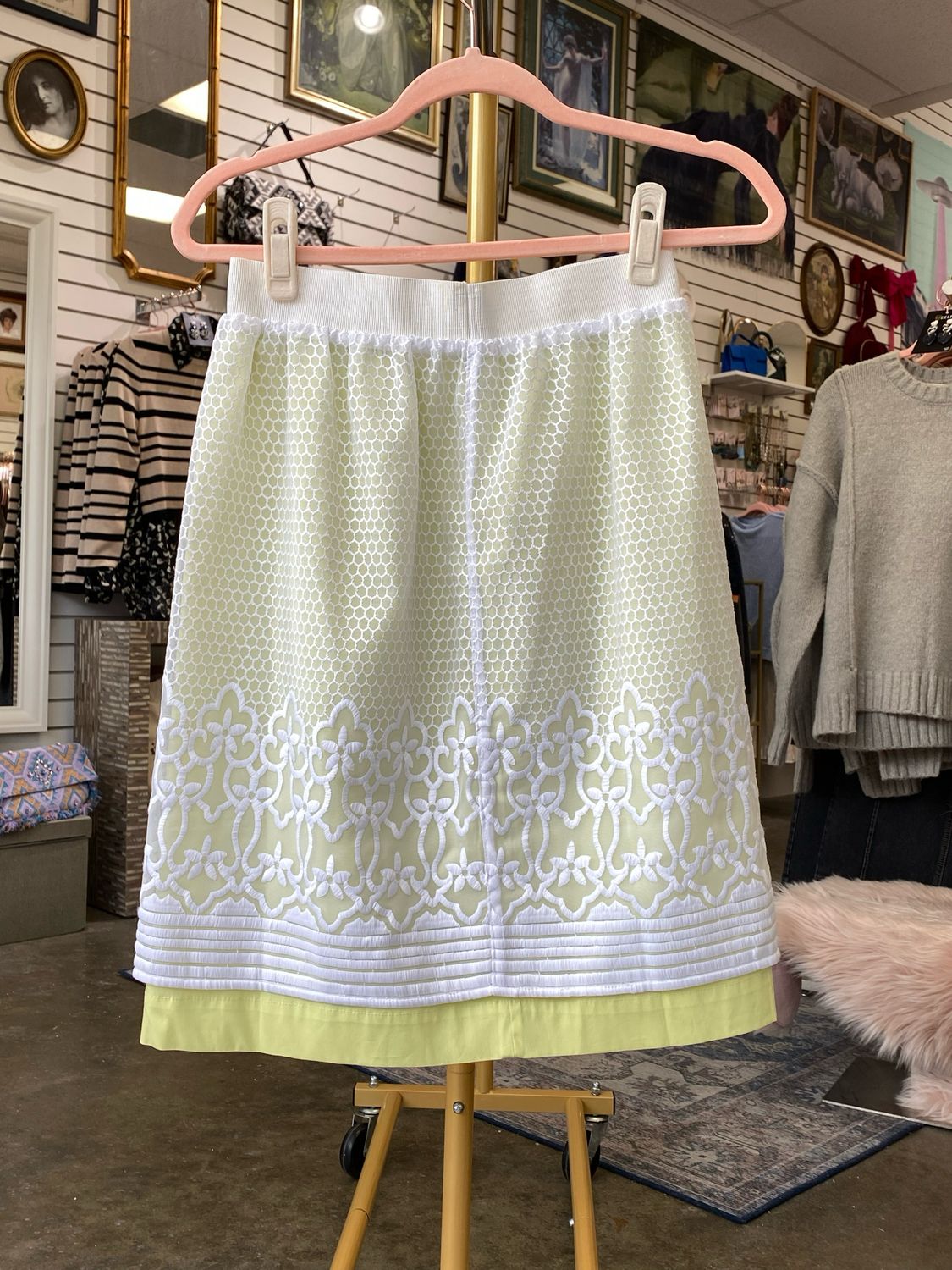 Designer Ostwald Helgason Embroidered Skirt
