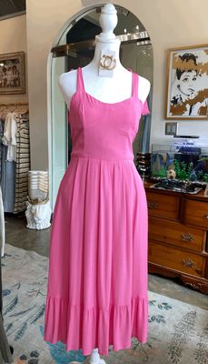 Classic Corset Smocked Back Midi Dress