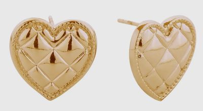 -14k Quilted Heart Earrings
