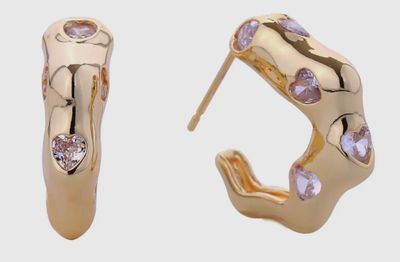 -14k Abstract Hoop Earrings