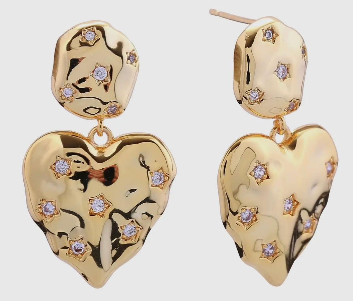 -14k Crinkle Heart Earrings