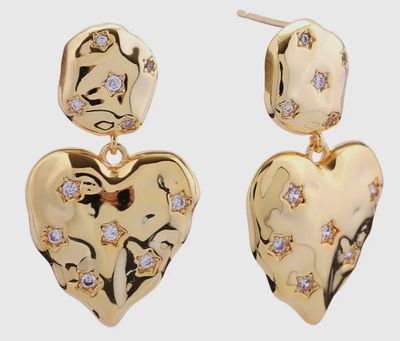 -14k Crinkle Heart Earrings