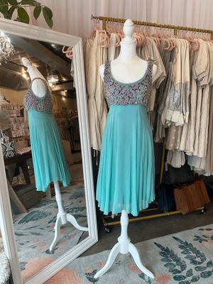 Designer Mardi Gras Beaded Top Sage Mini