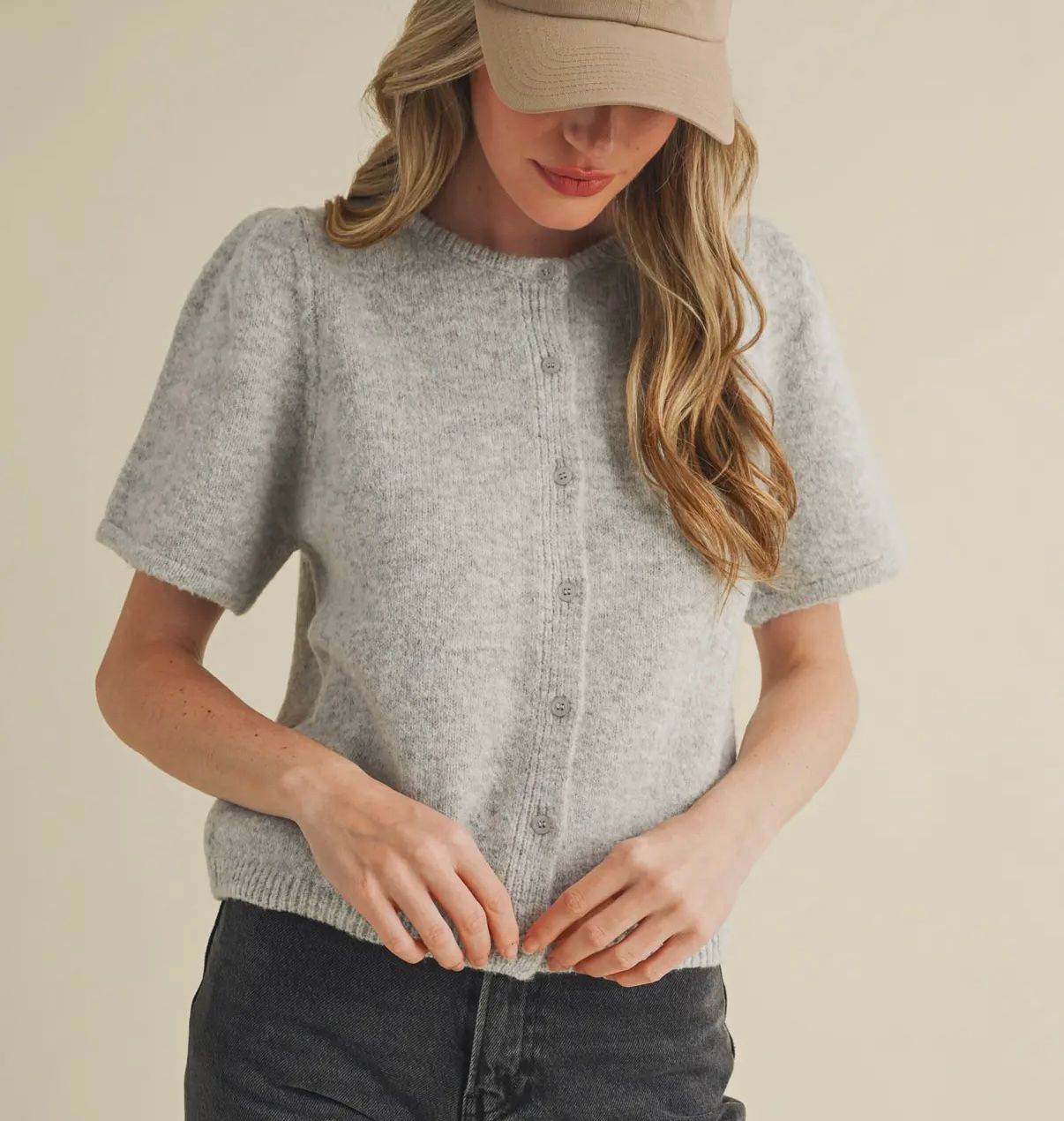 Grey Puff Short Cardi