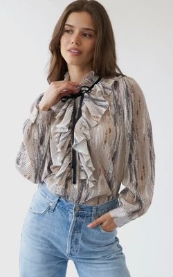 Bow Tie Ruffle Blouse