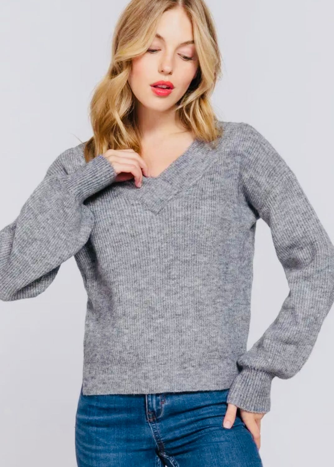 Double V Neck Sweater